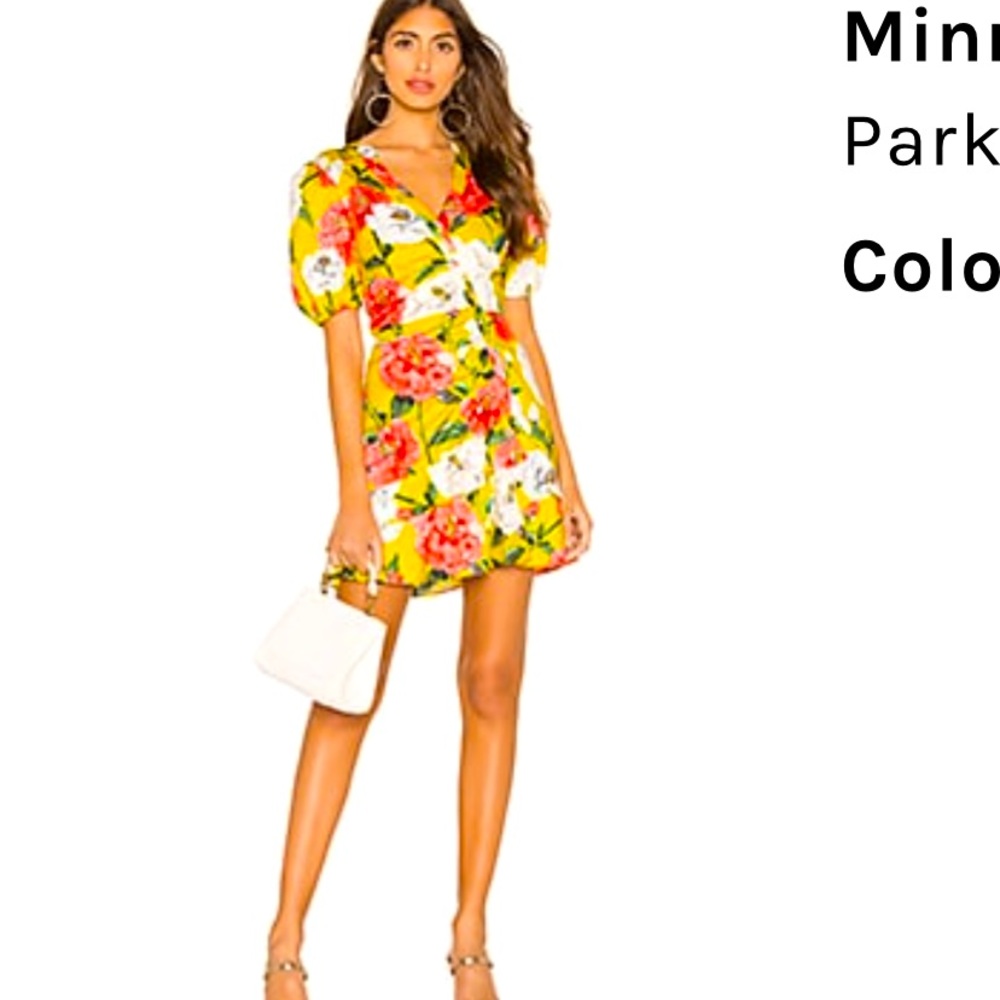 Yellow floral Parker mini dress size 16